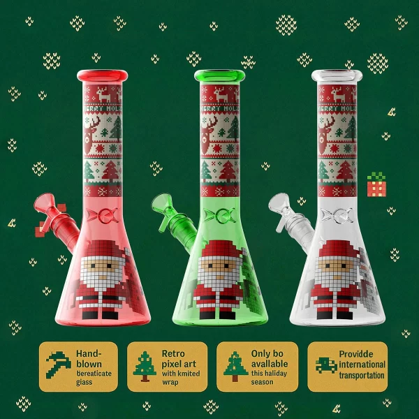 2025 Christmas themed pixel style glass Bong
